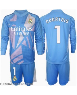 Günstige Real Madrid Thibaut Courtois #1 Torwart Heimtrikotsatz Kinder 2024-25 Langarm (+ Kurze Hosen)